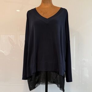 Elegant Navy V-Neck Women's Tunic